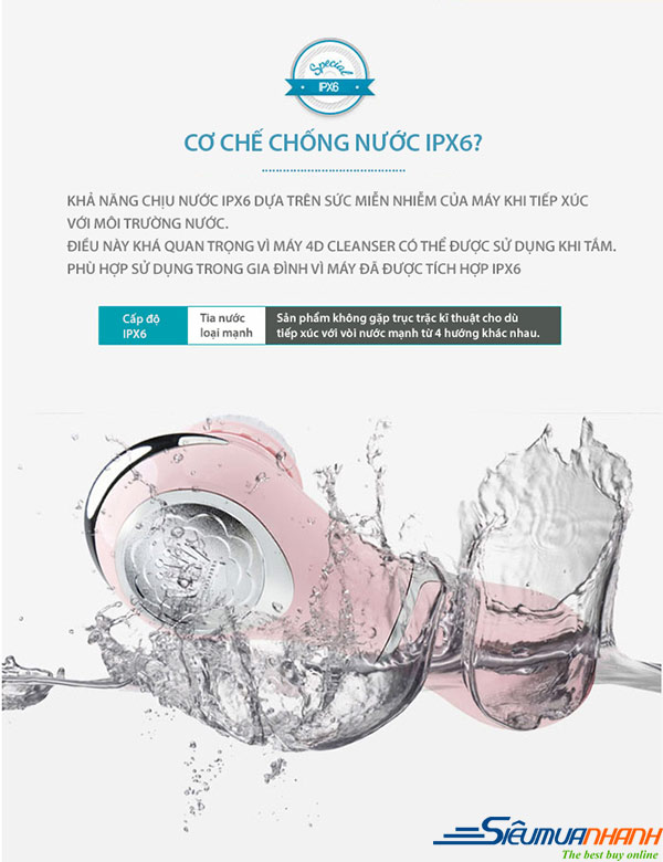 Máy rửa mát xa mặt 4D Korea (1 chổi + 1 bông trang điểm)