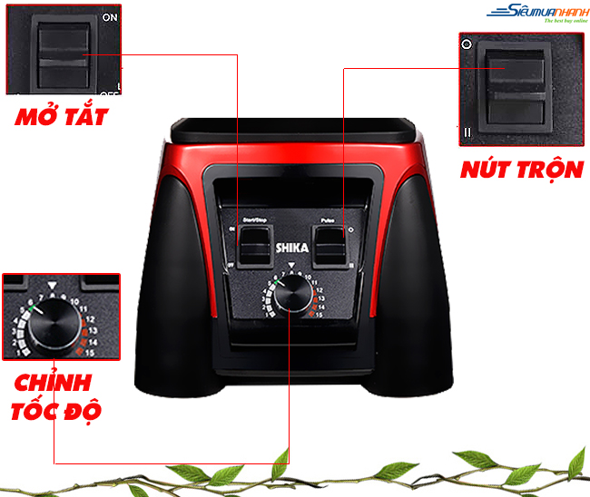 Động cơ mạnh mẽ của máy xay sinh tố Shika 2500W