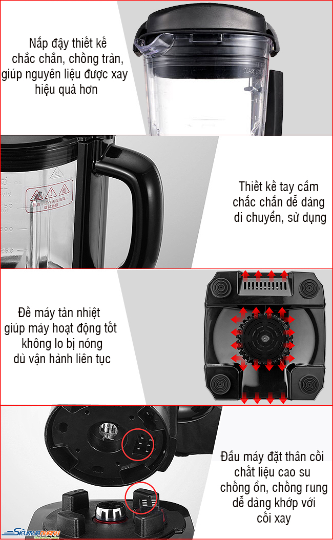 Lưỡi dao thép không gỉ của máy xay sinh tố Shika 2500W
