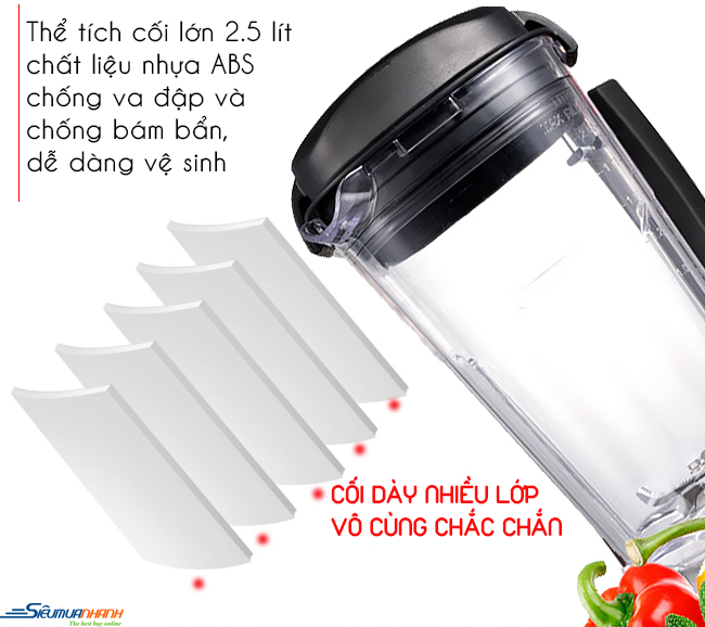 Cấu trúc bên trong máy xay sinh tố Shika 2500W