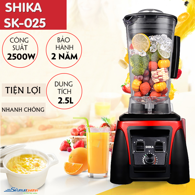 Máy xay sinh tố Shika 2500W với thiết kế mạnh mẽ