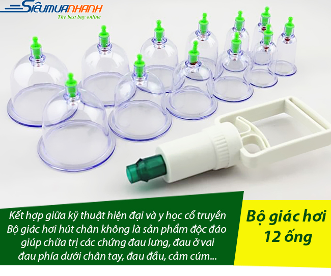 Bộ Giác Hơi Không Dùng Lửa 12 Ống (Loại Cao Cấp)